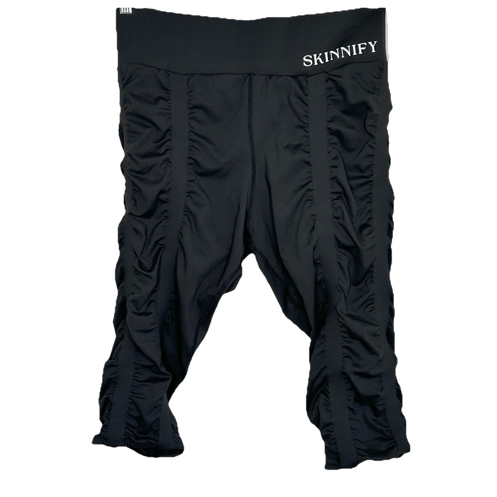Skinnify 6 Resistance Band Capri Leggings XXL Workout Active Gym Stretch Black
